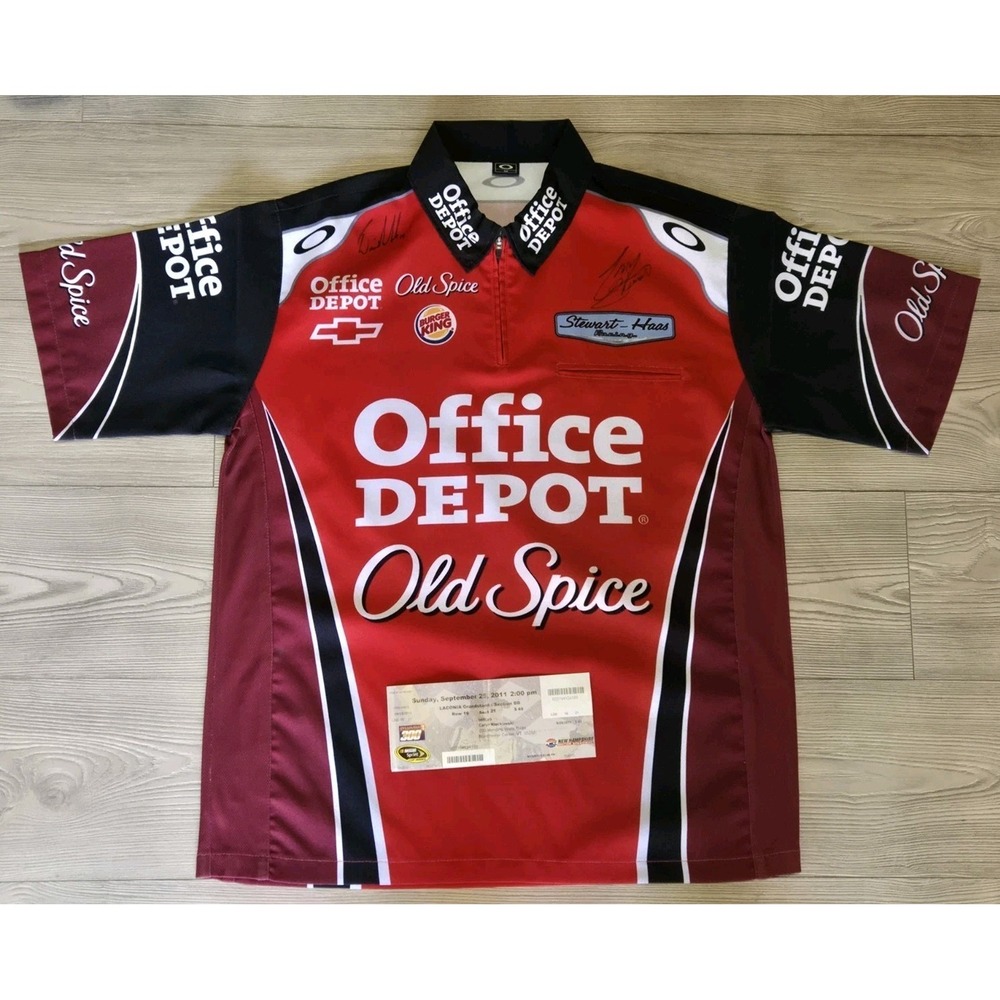 Tony Stewart & Darian Grubb Autograph Jersey /w Ticket NASCAR‎ Office Depot #14